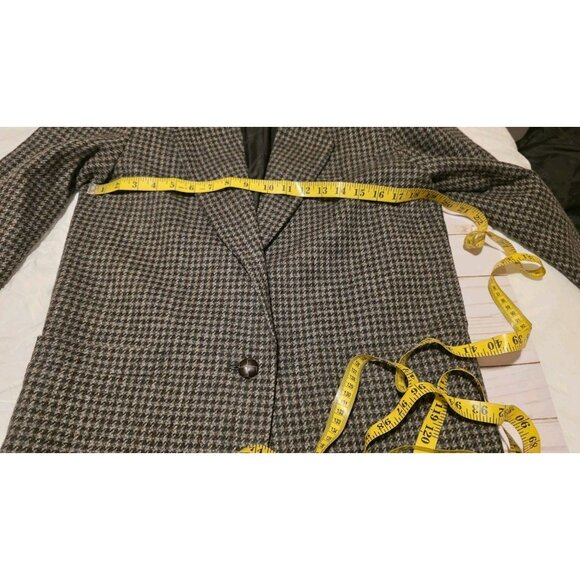 VTG International Scene Blazer Wool Houndstooth Tweed Jacket Preppy Womens 7/8 - Picture 5 of 12